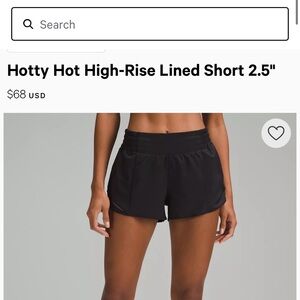 EUC Lululemon hotty hot 2.5 lined short 8